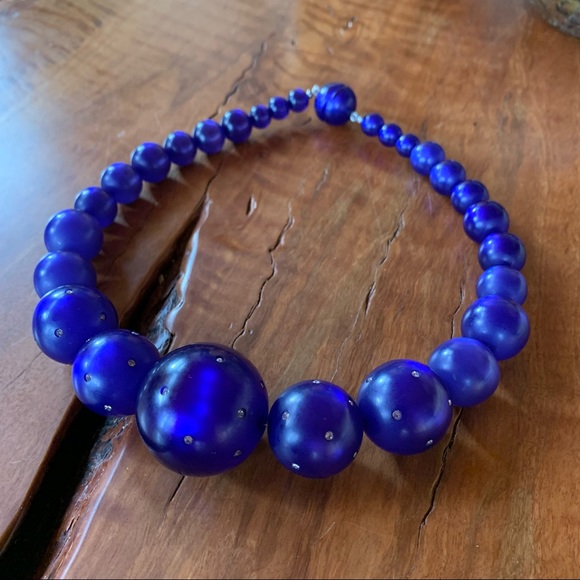CHRISTINA DeFALCO Blue Resin Lucite Necklace - Picture 4 of 5